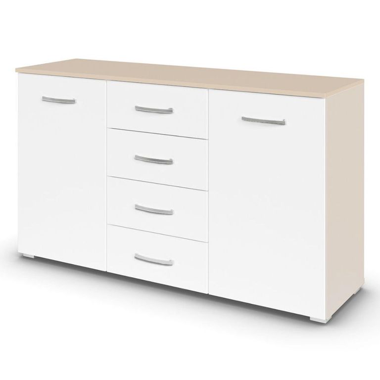 Rauch Aditio 2 Door Medium Sideboard with 4 Drawer - 120cm - Champagne and Alpine White