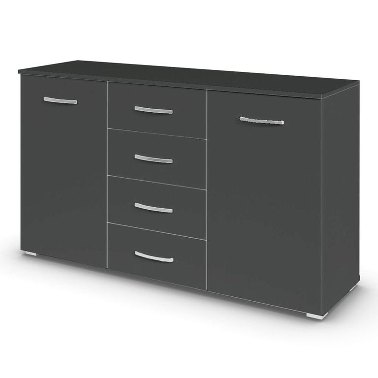 Rauch Aditio 2 Door Medium Sideboard with 4 Drawer - 120cm - Metallic Dark Grey