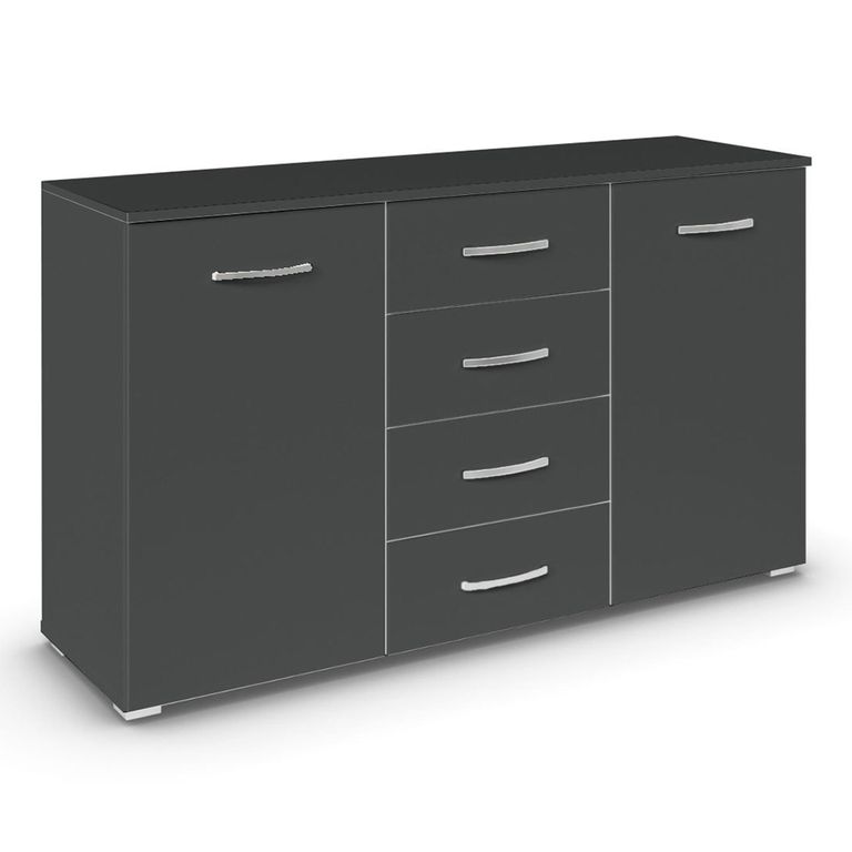 Rauch Aditio 2 Door Medium Sideboard with 4 Drawer - 120cm - Metallic Dark Grey