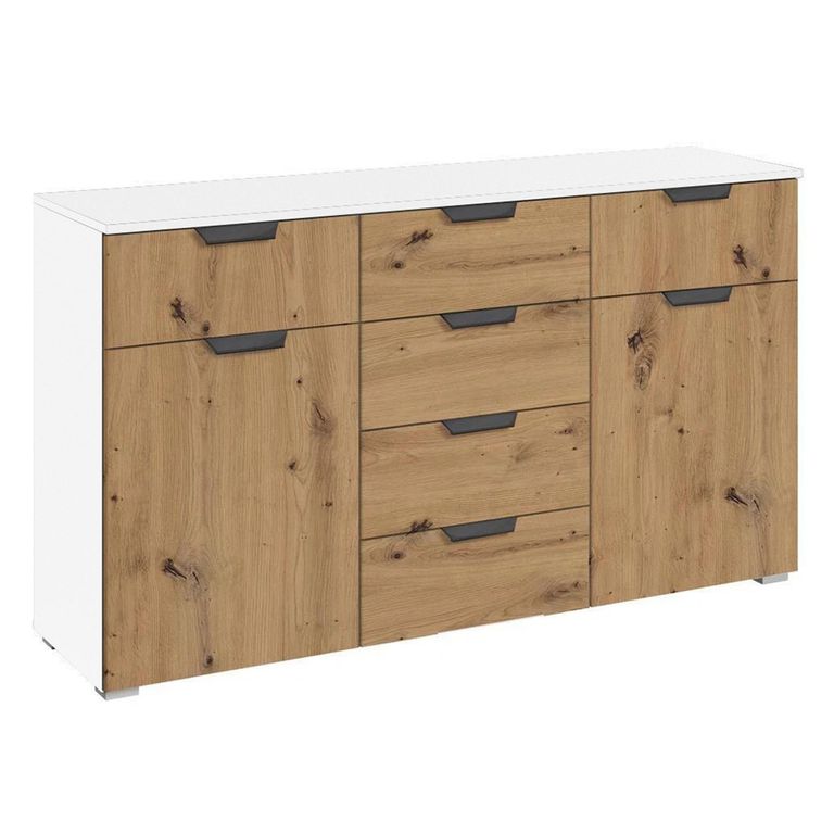 Aditio Medium Sideboard - 120cm - 2 Door - 6 Drawer - Alpine White & Artisan Oak