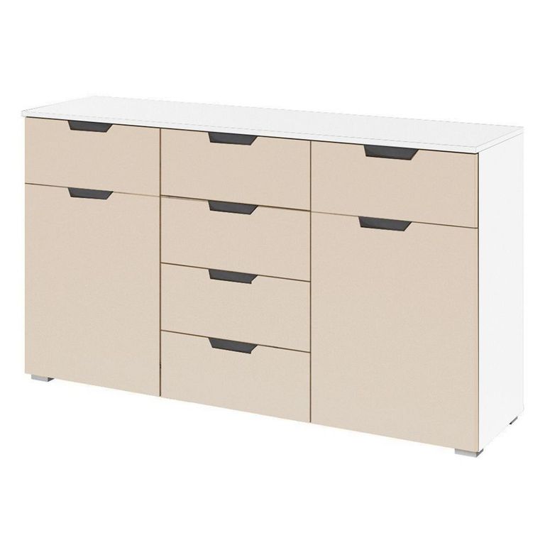 Aditio Medium Sideboard - 120cm - 2 Door - 6 Drawer - Alpine White & Champagne