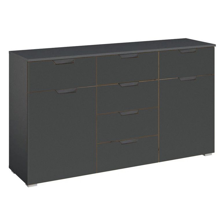 Aditio Medium Sideboard - 120cm - 2 Door - 6 Drawer - Metallic Dark Grey