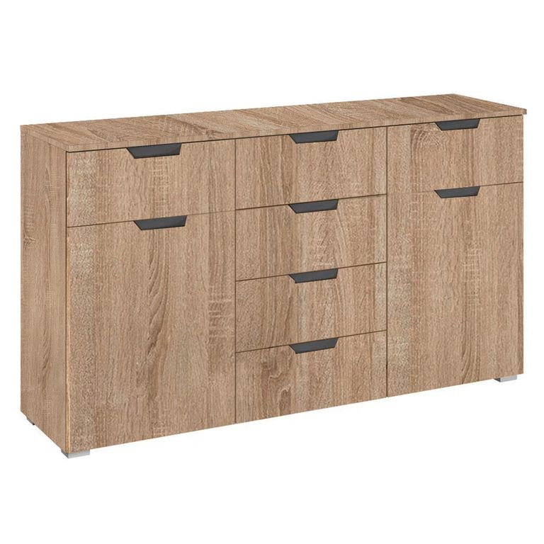 Aditio Medium Sideboard - 120cm - 2 Door - 6 Drawer - Sonoma Oak