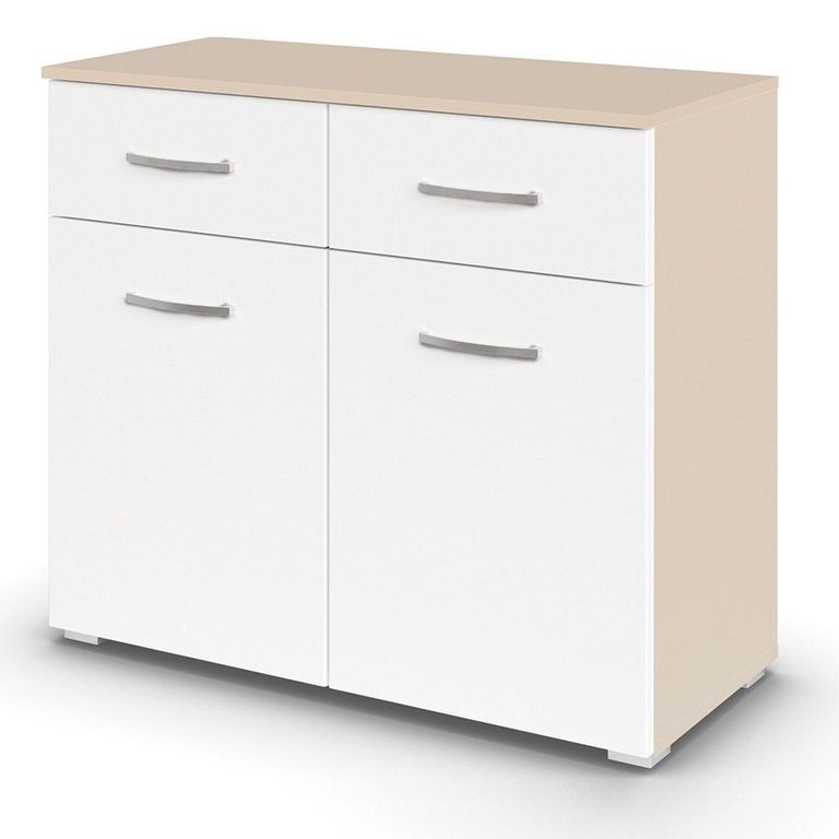 Rauch Aditio 2 Door Small Sideboard - 80cm - Champagne and Alpine White