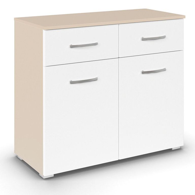 Rauch Aditio 2 Door Small Sideboard - 80cm - Champagne and Alpine White