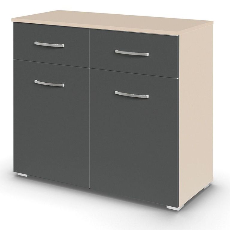 Rauch Aditio 2 Door Small Sideboard - 80cm - Champagne and Metallic Dark Grey