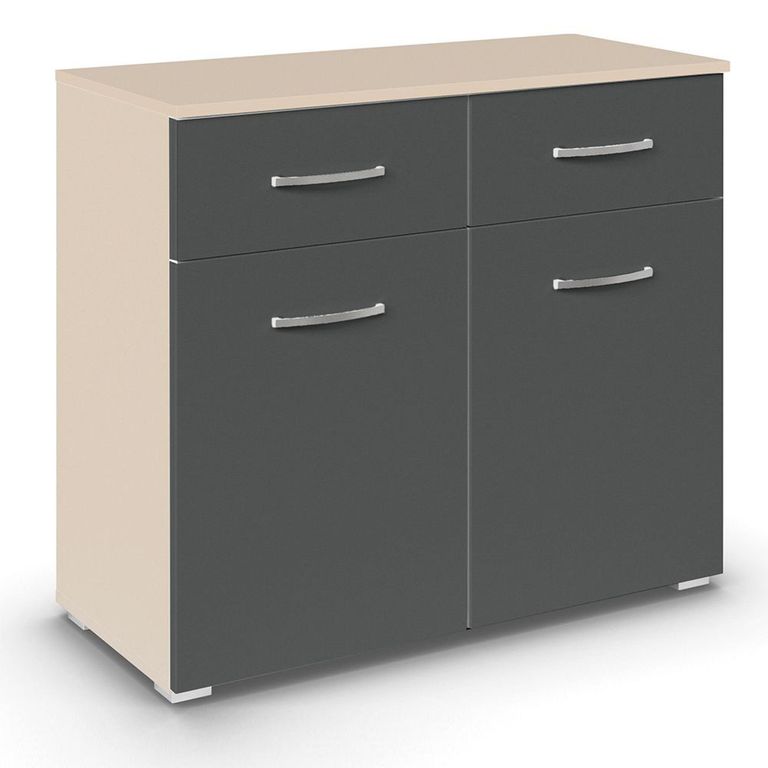 Rauch Aditio 2 Door Small Sideboard - 80cm - Champagne and Metallic Dark Grey