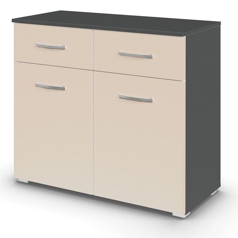 Rauch Aditio 2 Door Small Sideboard - 80cm - Metallic Dark Grey and Champagne