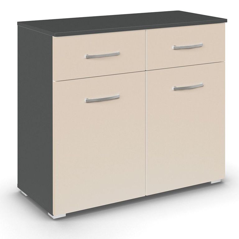 Rauch Aditio 2 Door Small Sideboard - 80cm - Metallic Dark Grey and Champagne