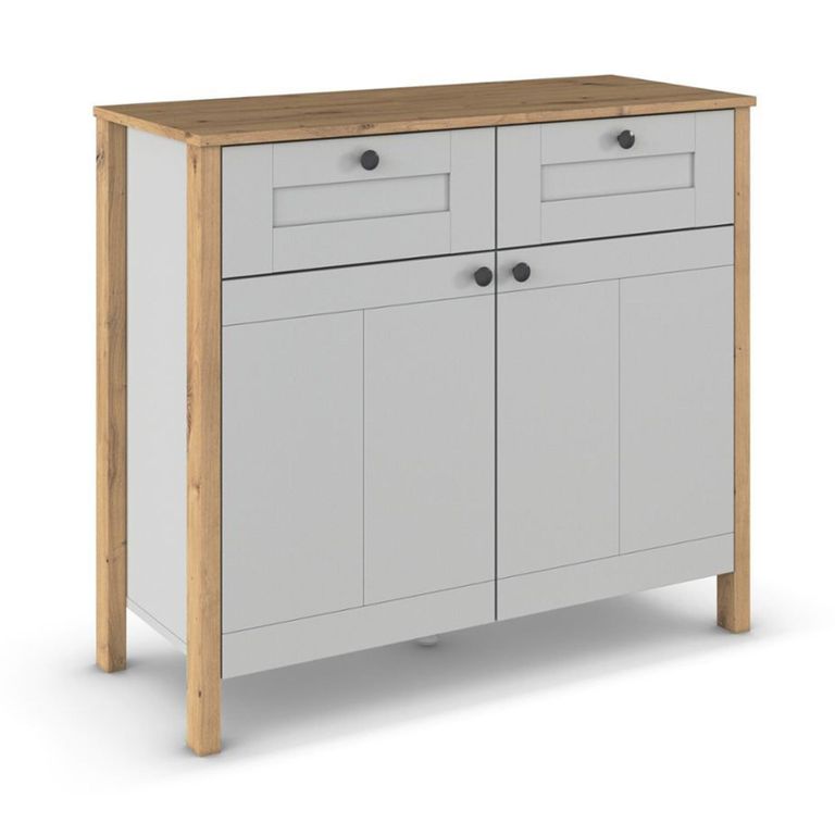 Rauch Credo 2 Door Small Sideboard - 100cm - Silk Grey and Artisan Oak