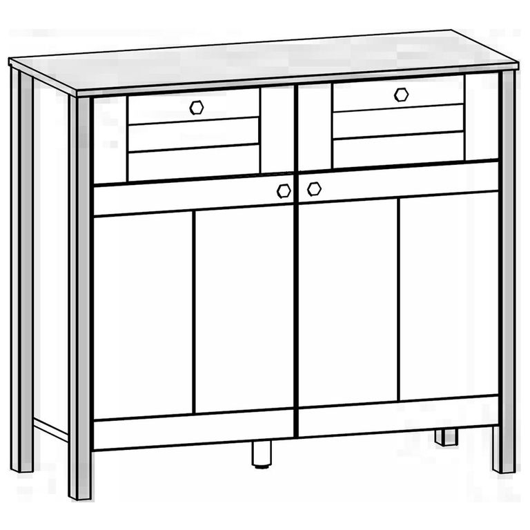 Rauch Credo 2 Door Small Sideboard - 100cm - Silk Grey and Artisan Oak