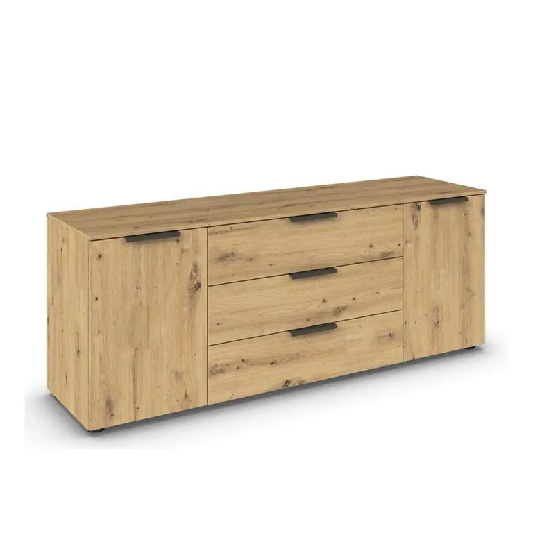 Rauch Flipp 2 Door Low Sideboard with Adjustable Height - 160cm - Artisan Oak