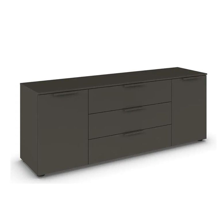 Rauch Flipp 2 Door Low Sideboard with Adjustable Height - 160cm - Graphite