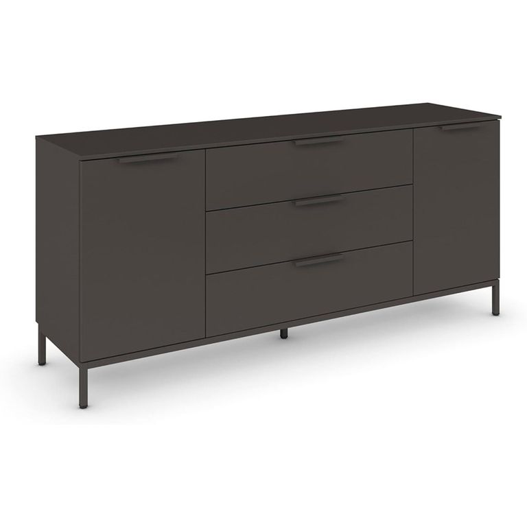 Rauch Flipp 2 Door Low Sideboard with Metal Base - 160cm - Graphite