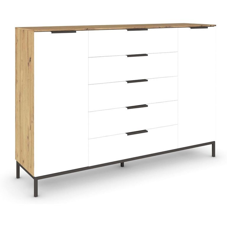 Flipp Sideboard - 180cm - 2 Door - Metal Base - Artisan Oak & Alpine White