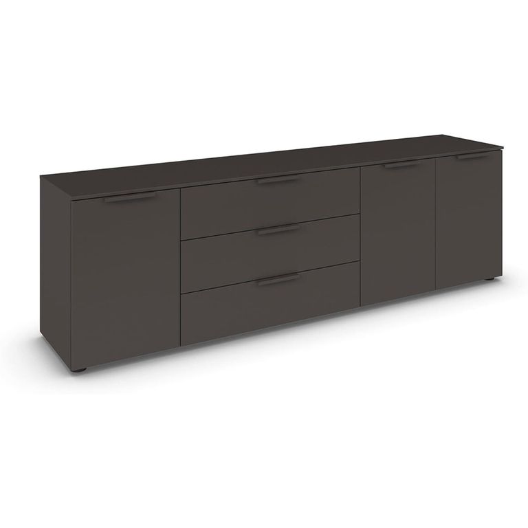Rauch Flipp 3 Door Low Sideboard with Adjustable Height - 199cm - Graphite