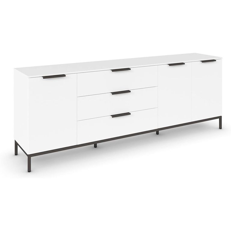 Rauch Flipp 3 Door Low Sideboard with Metal Base - 199cm - Alpine White