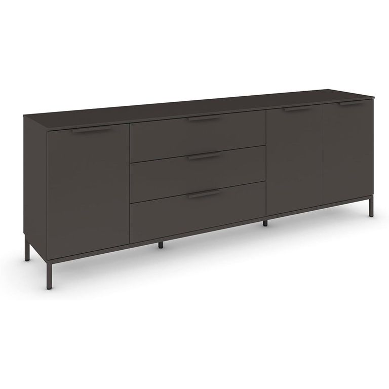 Rauch Flipp 3 Door Low Sideboard with Metal Base - 199cm - Graphite