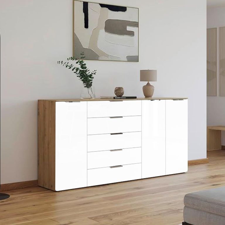 Flipp Sideboard - 199cm - 3 Door - Adjustable Height - Artisan Oak & Alpine White