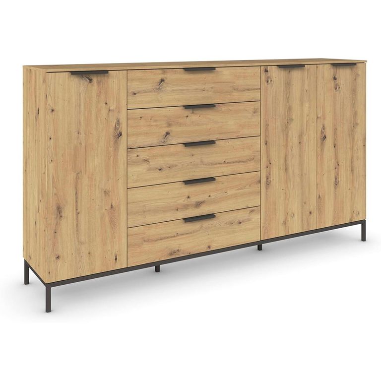 Flipp Sideboard - 199cm - 3 Door - Metal Base - Artisan Oak