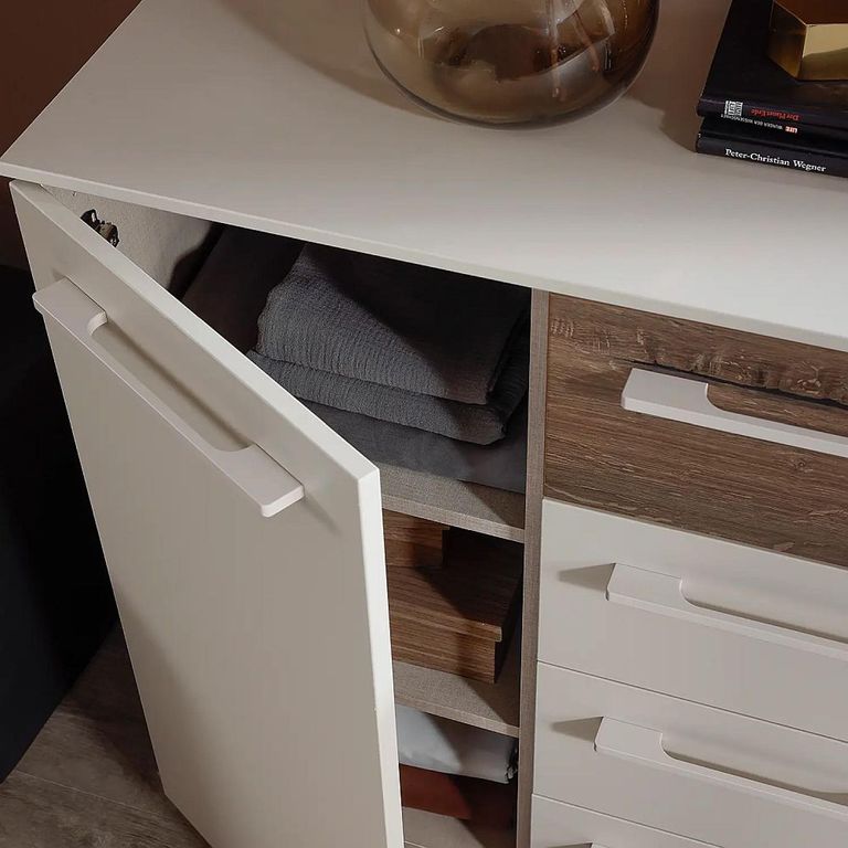 Rauch Luana 1 Door Small Sideboard - 80cm - Champagne and Atlantic Dark Oak