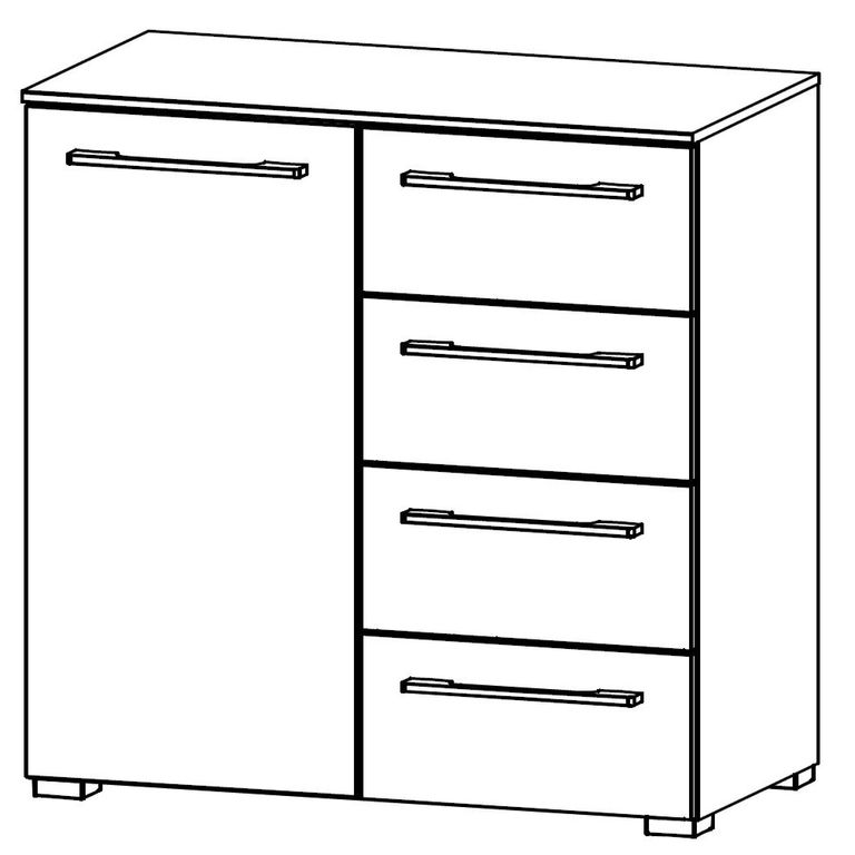 Rauch Luana 1 Door Small Sideboard - 80cm - Graphite and Atlantic Dark Oak