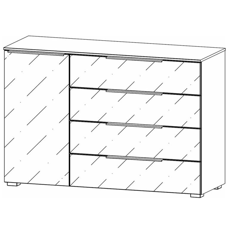 Rauch Monostar 1 Door Wide Sideboard - 120cm - Alpine White with White Glass