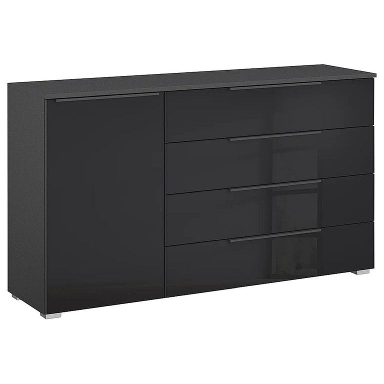 Rauch Monostar 1 Door Wide Sideboard - 120cm - Metallic Dark Grey with Basalt Glass