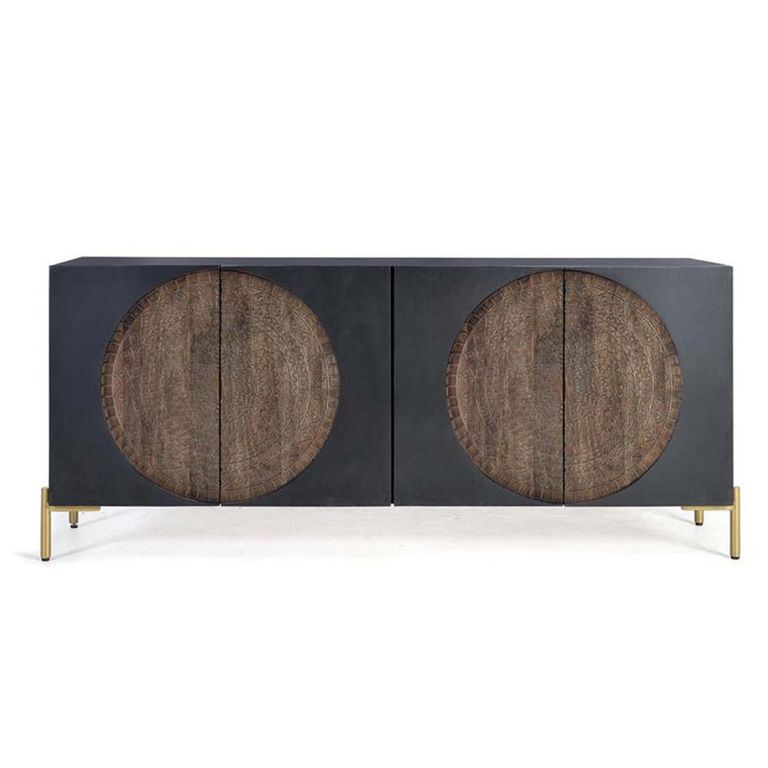 Refton Sideboard - Carved - Dark Mango Wood - 4 Door - Large - 173cm