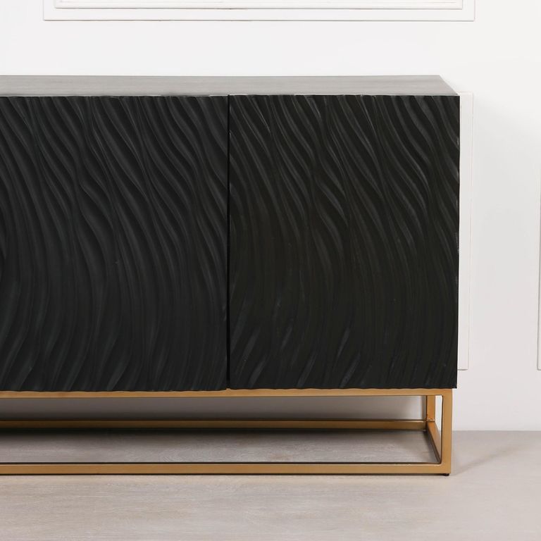 Ripples Sideboard - Black Painted - 4 Door - Large