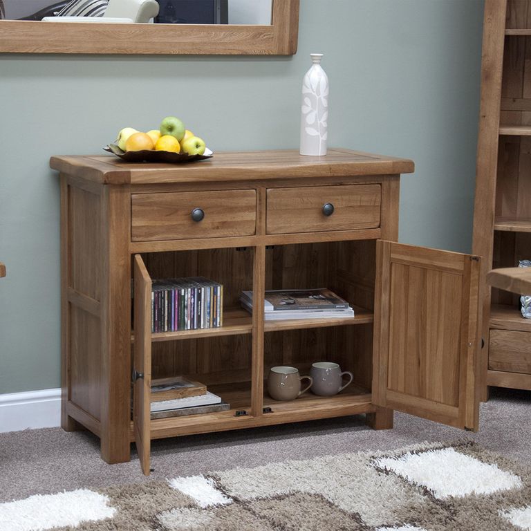 Rustic Oak Sideboard - 2 Door - Small - 100cm - Oak