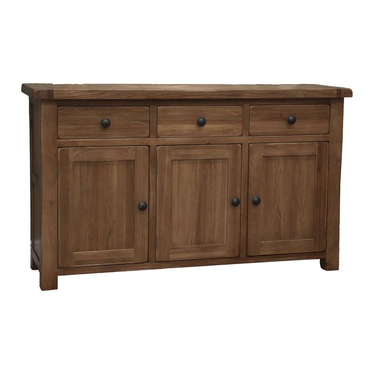 Rustic Oak Sideboard - 3 Door - Medium - 139cm - Oak