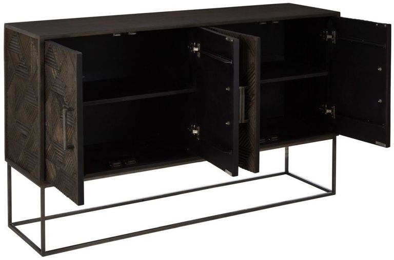 Saira Sideboard - Carved - 4 Door - Medium - Mango Wood