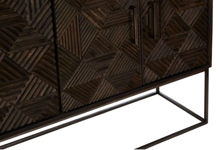 Saira Sideboard - Solid Mango Wood - Geometric - 4 Door - 150cm - Medium