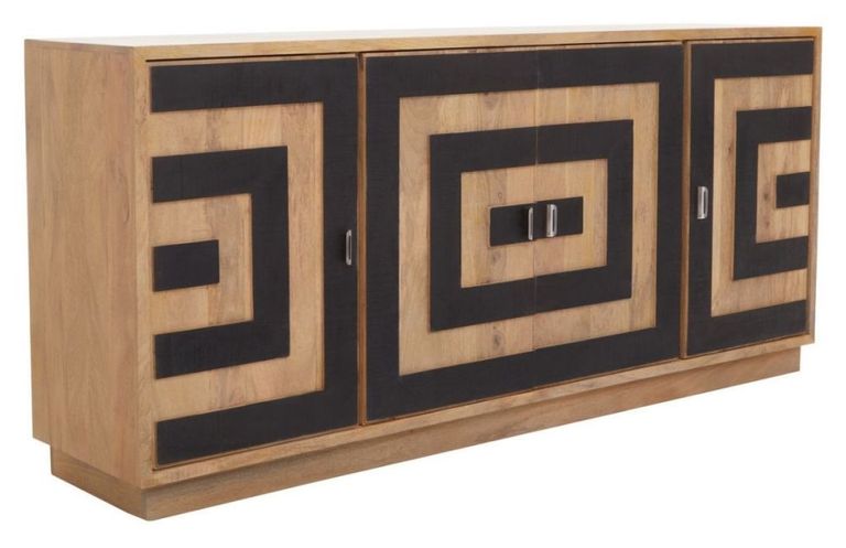 Salem Sideboard - Black and Mango Wood - 4 Door - Extra Large - 200cm