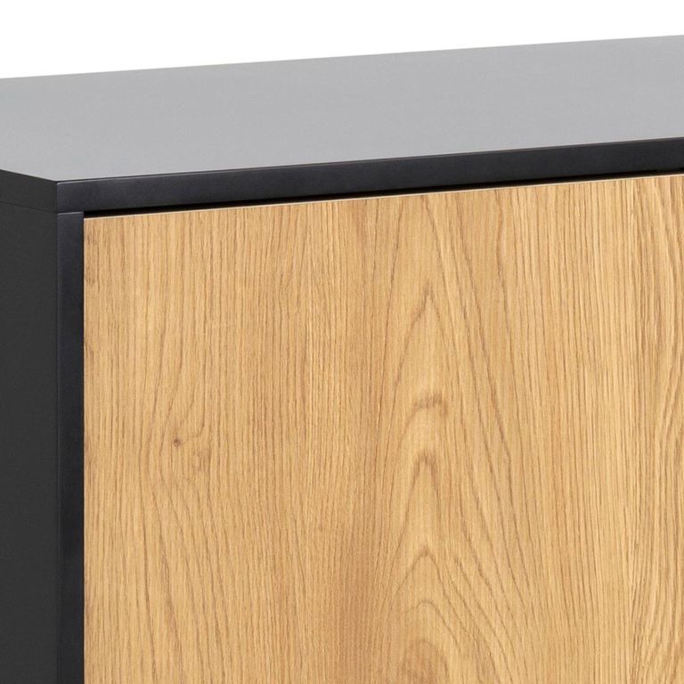 Seaford Small Sideboard - 1 Door - 120cm - Oak and Black Metal