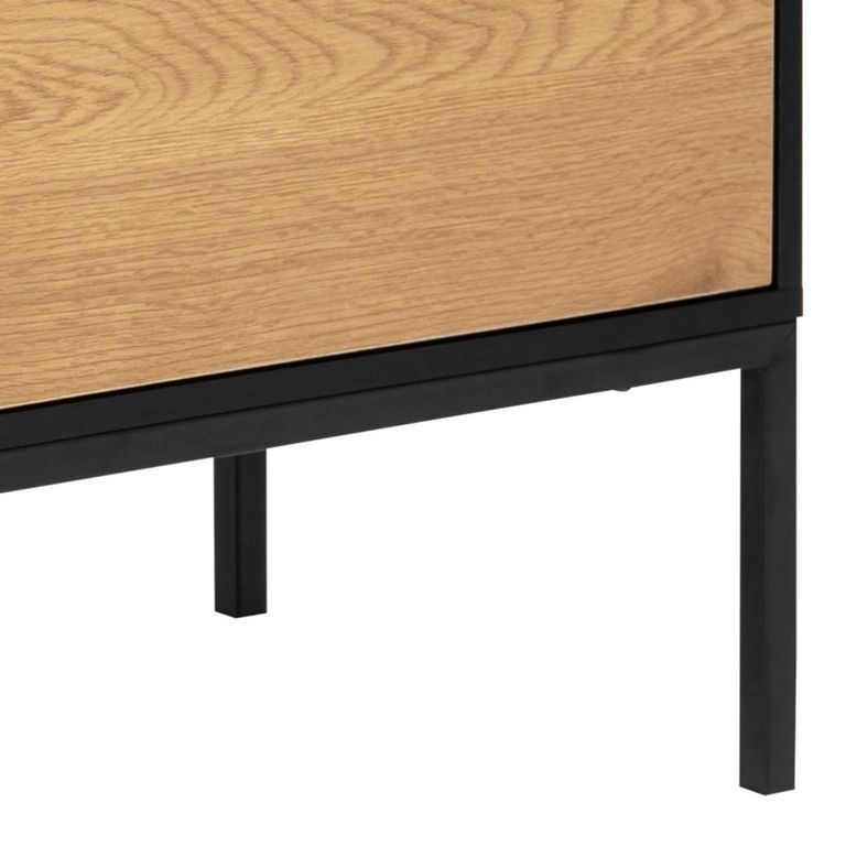 Seaford Small Sideboard - 1 Door - 120cm - Oak and Black Metal