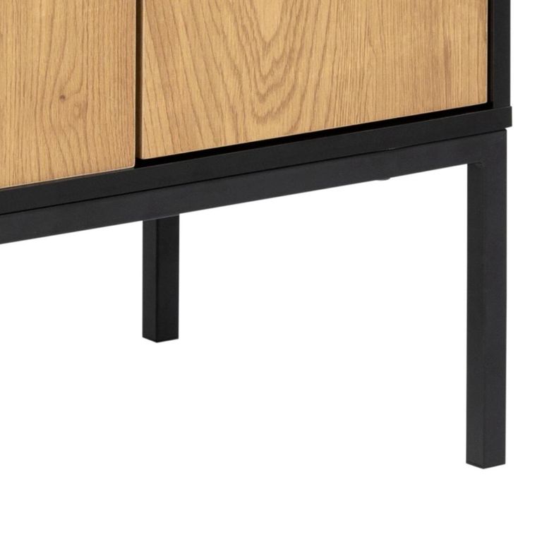 Seaford Small Sideboard - 3 Door - 80cm - Oak and Black Metal
