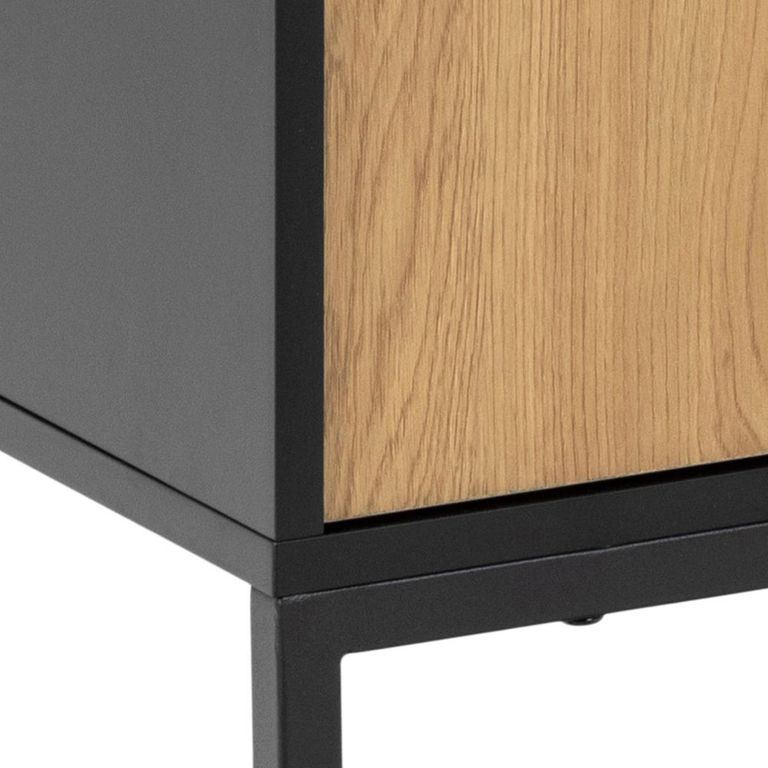 Seaford Small Sideboard - 4 Door - 80cm - Oak and Black Metal
