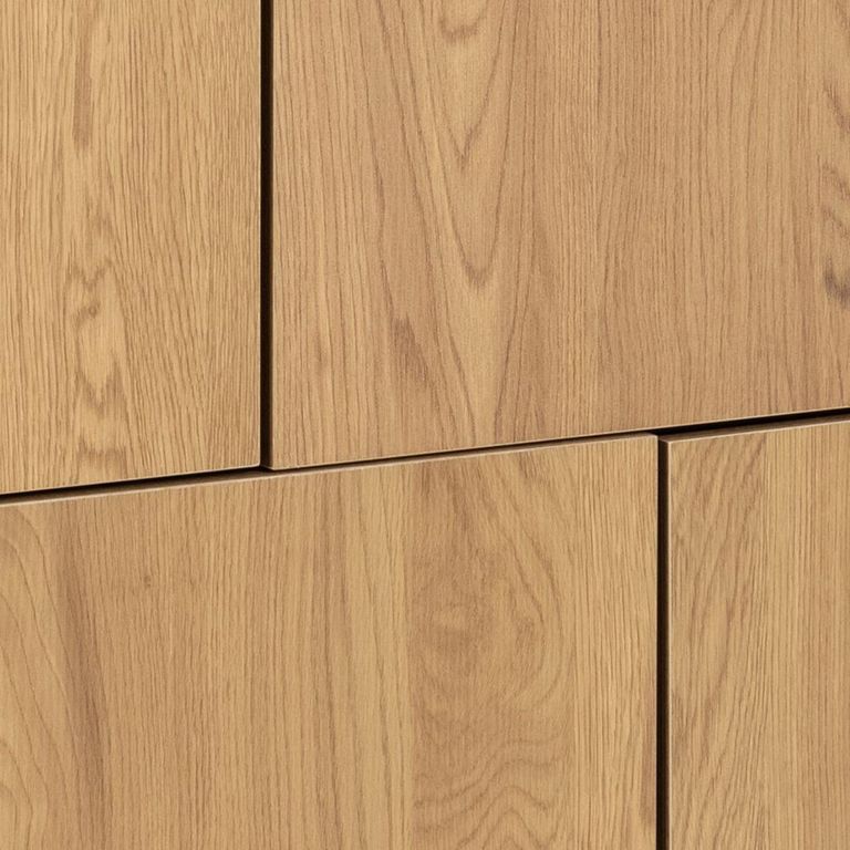 Seaford Small Sideboard - 4 Door - 80cm - Oak and Black Metal