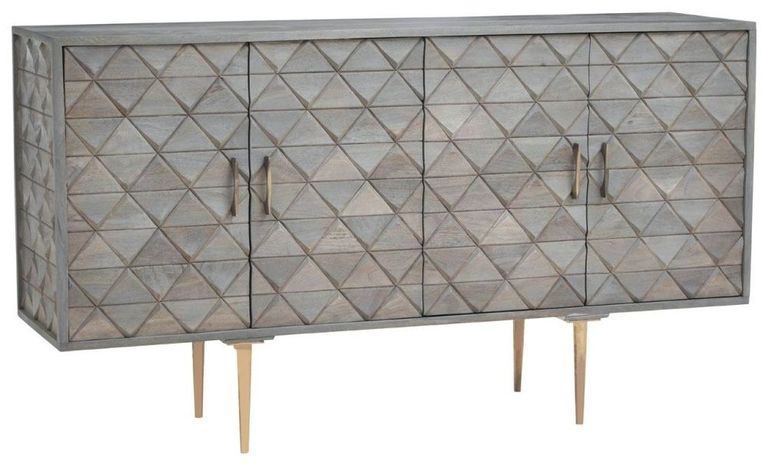 Siro Sideboard - Geometric - 4 Door - Mango Wood - Medium