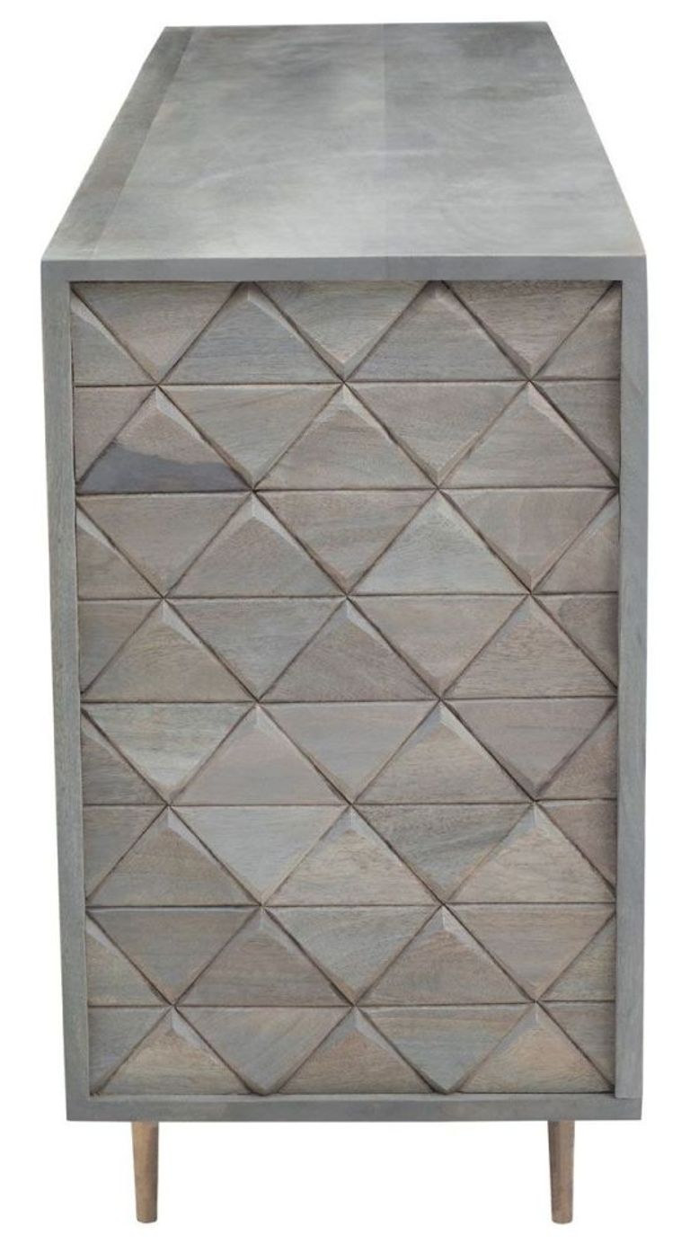 Siro Sideboard - Geometric - 4 Door - Mango Wood - Medium