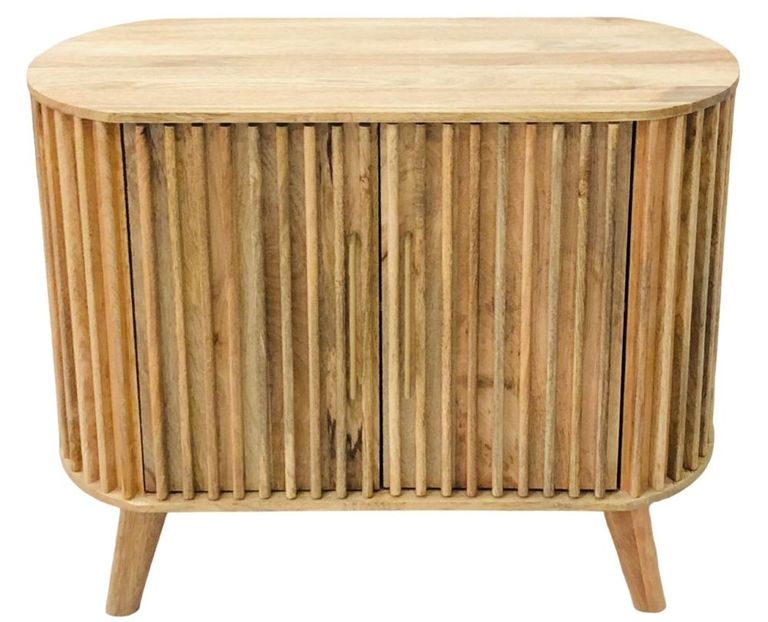 Slated Mango Wood 95cm Small Sideboard - 2 Doors