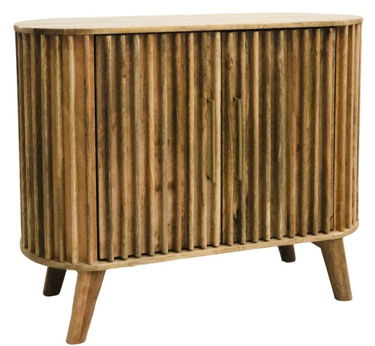 Slated Mango Wood 95cm Small Sideboard - 2 Doors