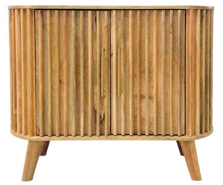 Slated Mango Wood 95cm Small Sideboard - 2 Doors