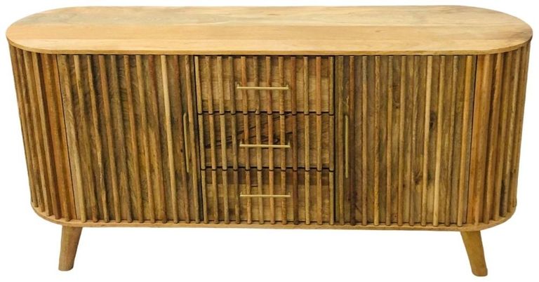 Slated Mango Wood Large Sideboard - 2 Doors