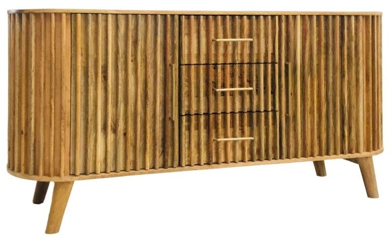Slated Mango Wood Large Sideboard - 2 Doors