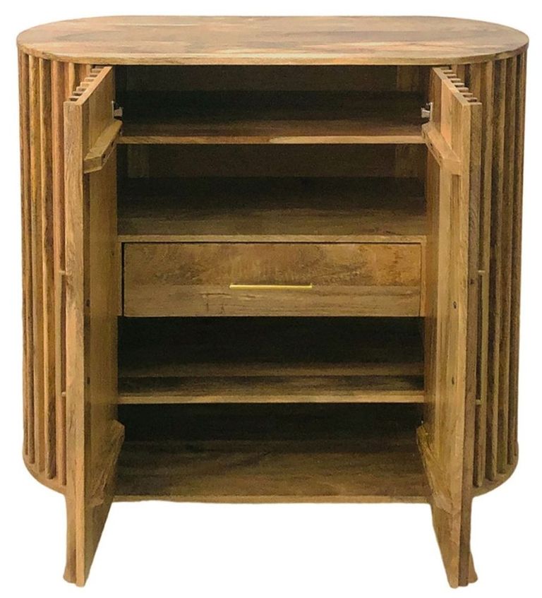 Slated Mango Wood Small Sideboard - 2 Doors