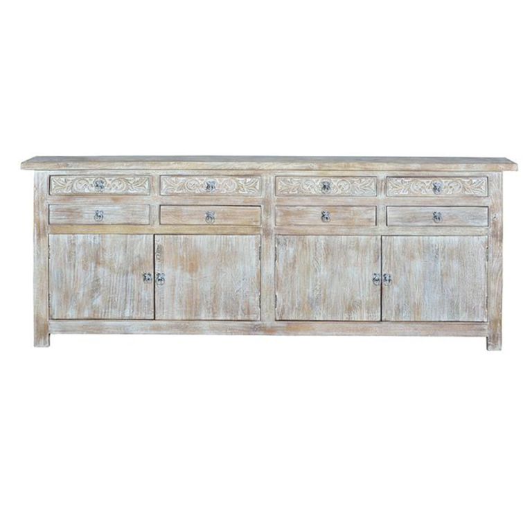 Soleil Sideboard - White Washed Mango Wood - Extra Large - 4 Door - 200cm