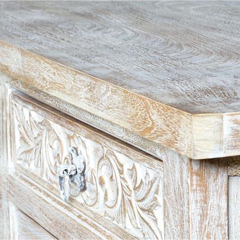 Soleil Sideboard - White Washed Mango Wood - Extra Large - 4 Door - 200cm